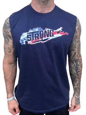 Long Island Strong American Flag Navy Tank