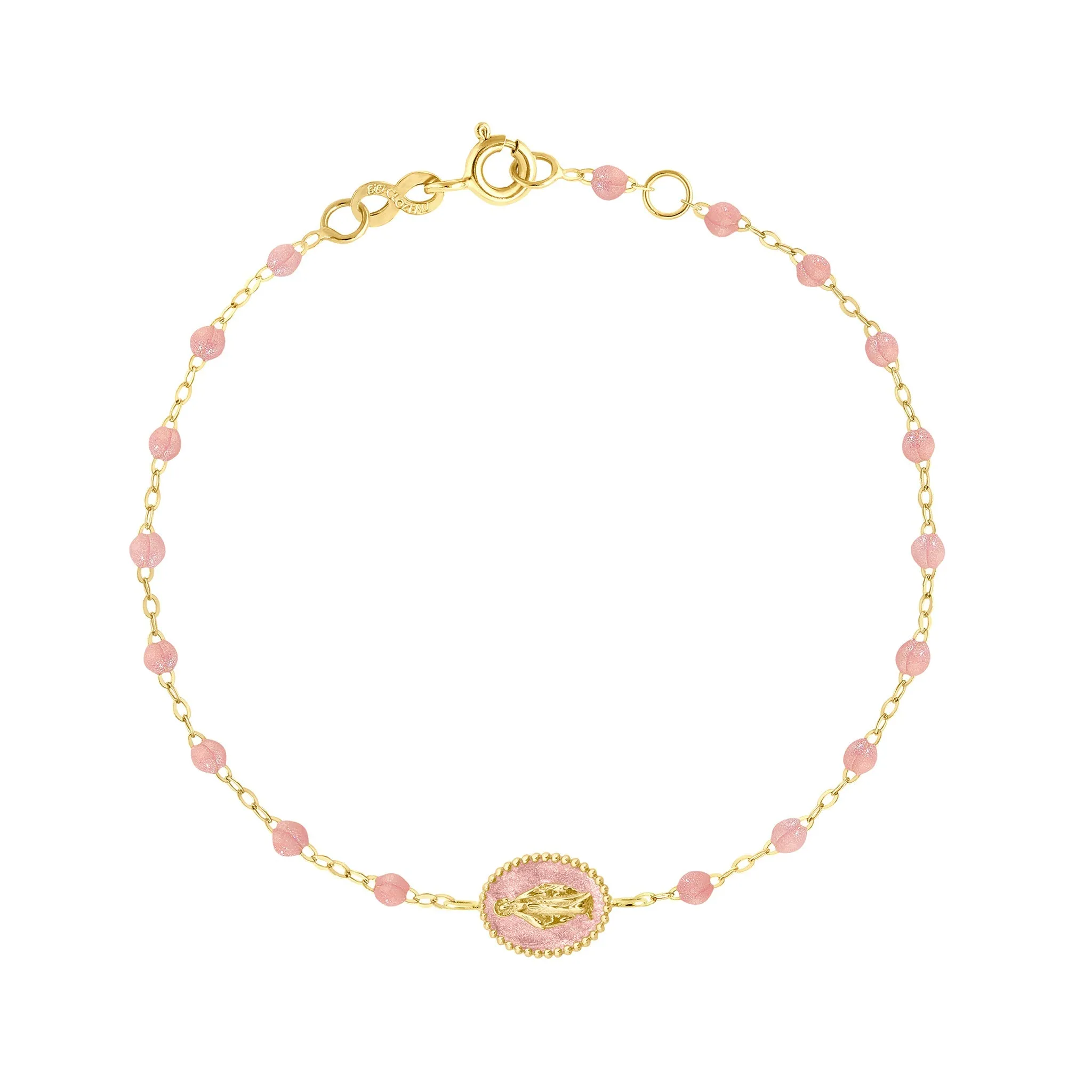 Madone resin charm Classic Gigi Blush bracelet, Yellow Gold, 6.7"