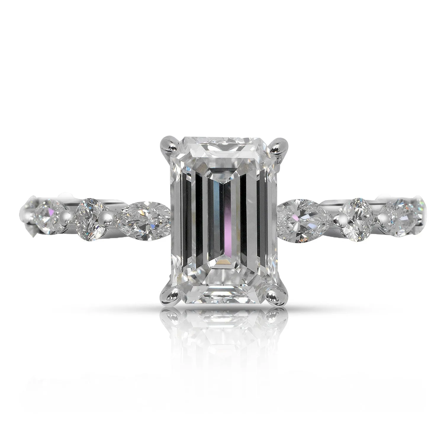 MAE 2 CARAT EMERALD CUT E COLOR VVS1 CLARITY DIAMOND ENGAGEMENT RING 18K WHITE GOLD GIA CERTIFIED 2 CT E VVS1 BY MIKE NEKTA