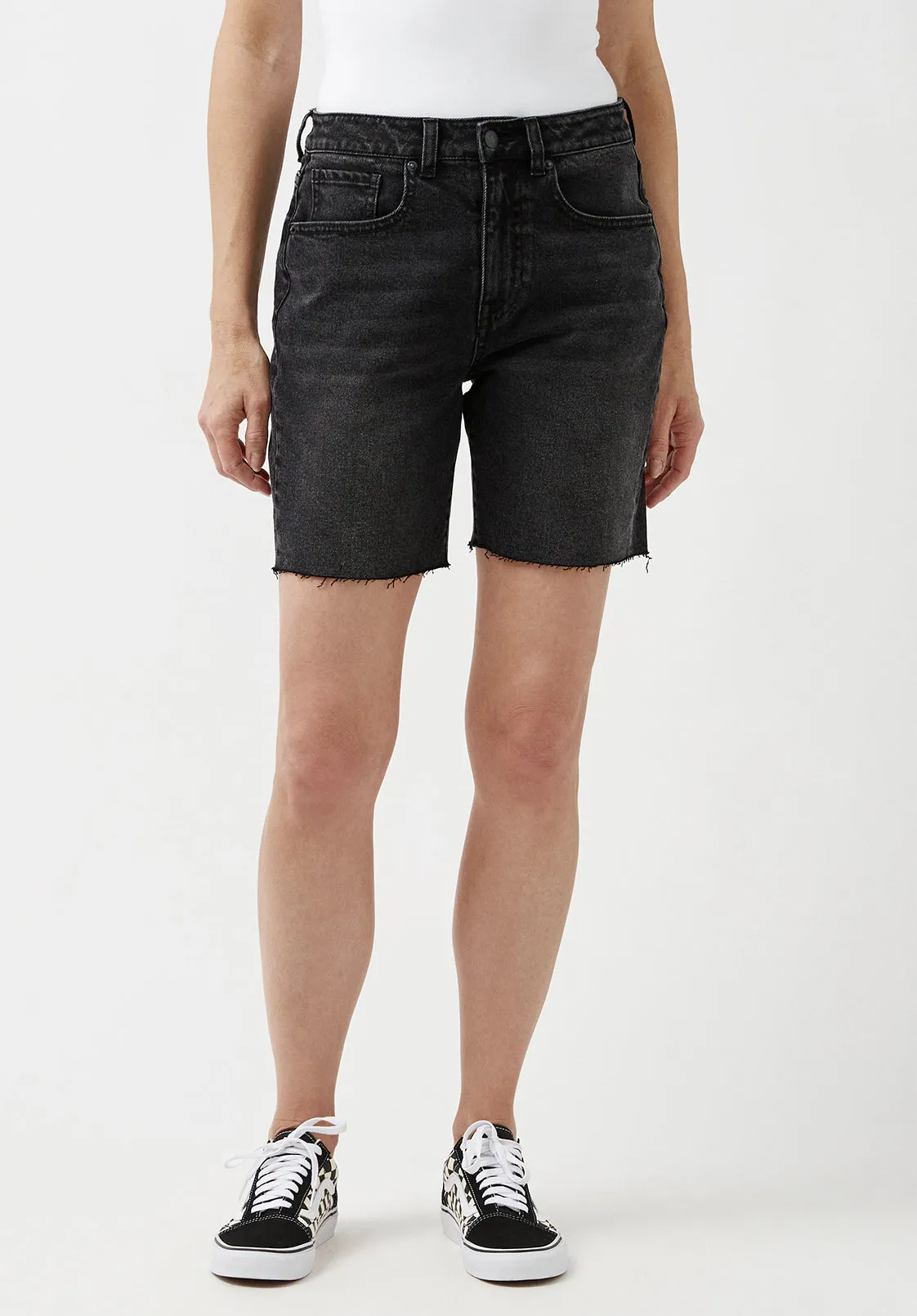 Maggie Whiskered Black Vintage Mom Shorts - BL15920