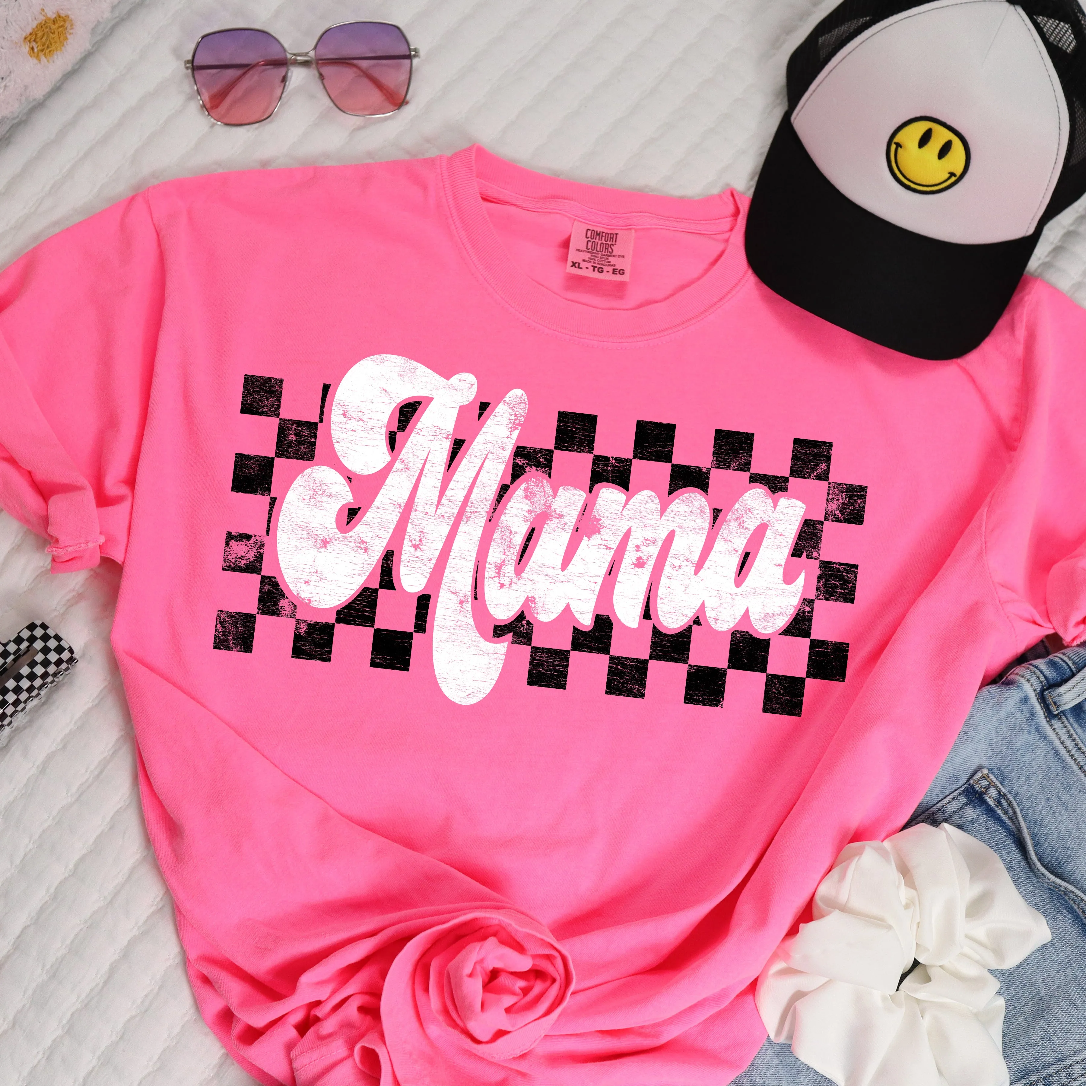 Mama Mini Checkered Puff Print