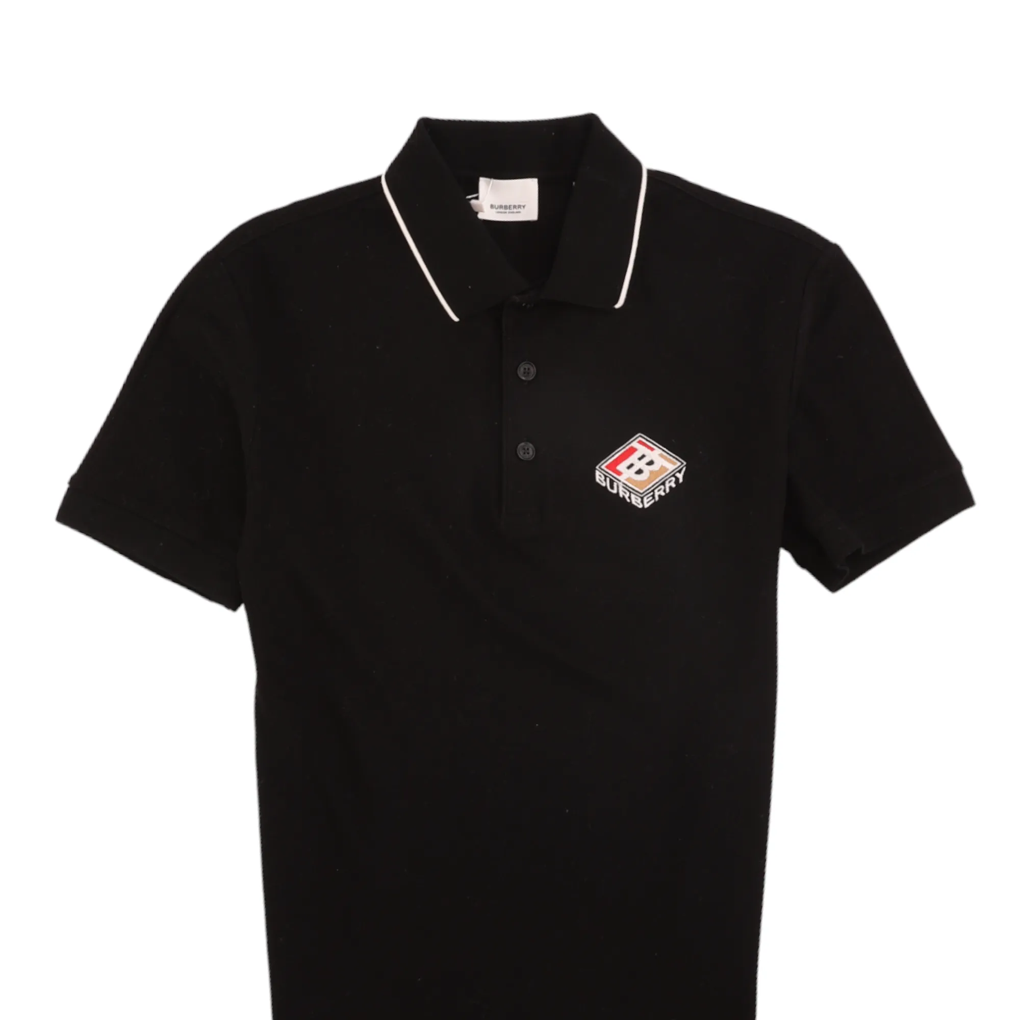 Men's Embroidered Logo Polo Shirt Black Size XS