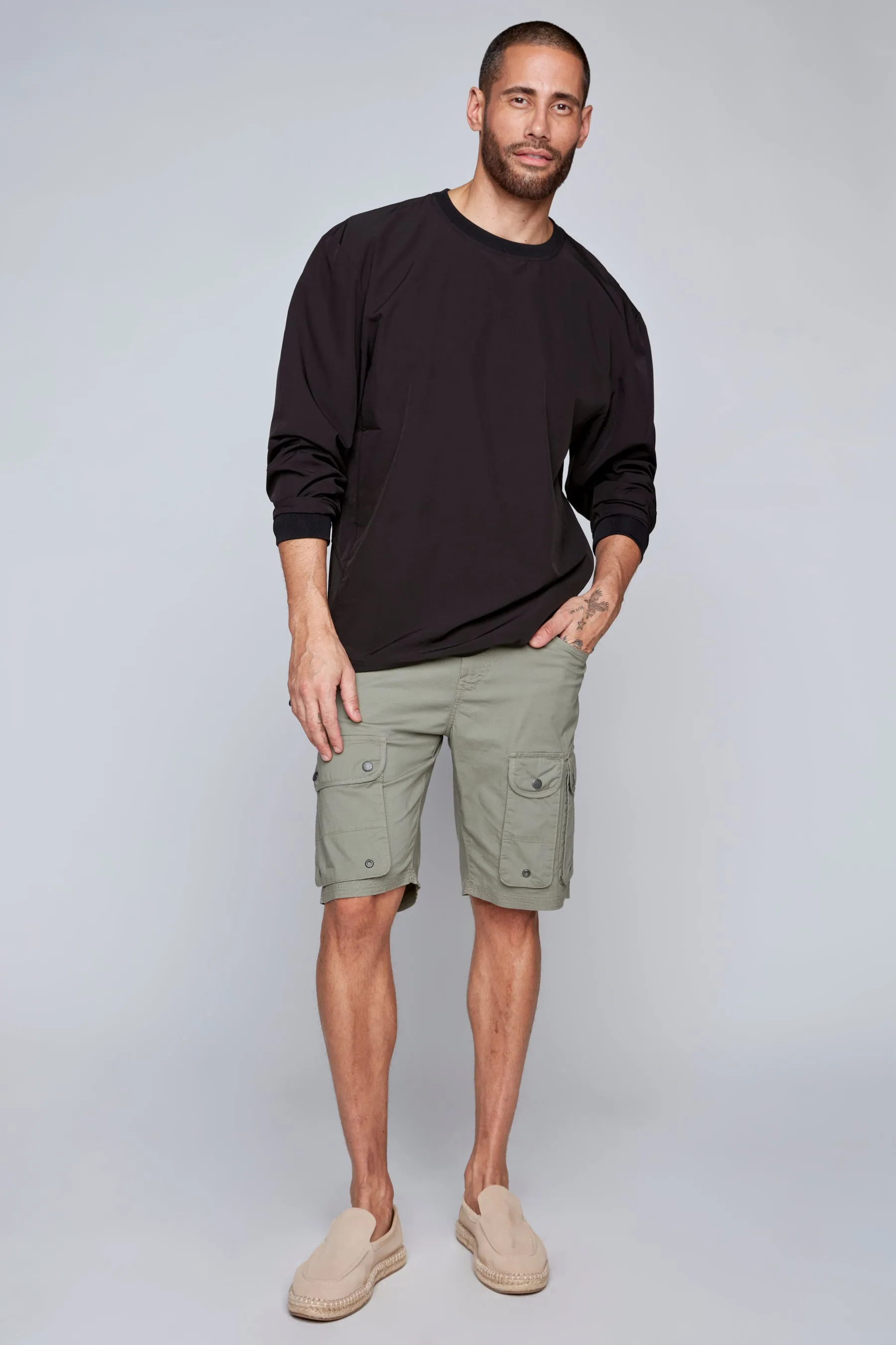 Men's Snap Cargo Poplin Short - Light Olive