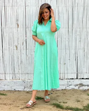 Mint Cotton A-Line Dress