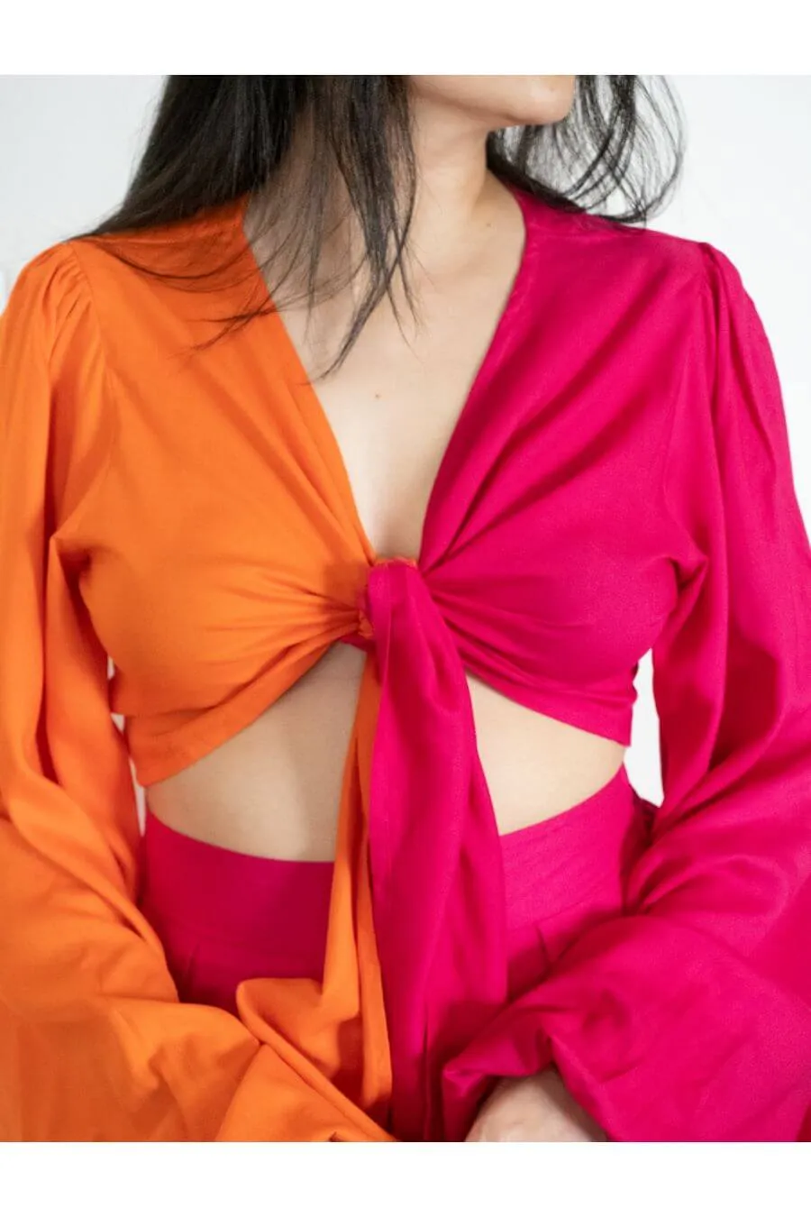 Mirror Knot Top: Pink & Orange