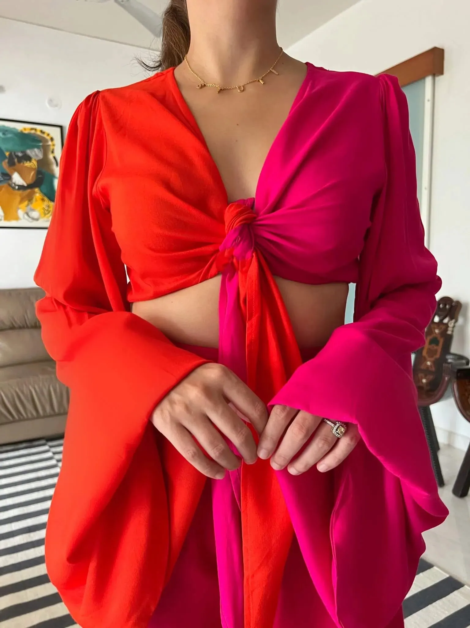 Mirror Knot Top: Pink & Orange