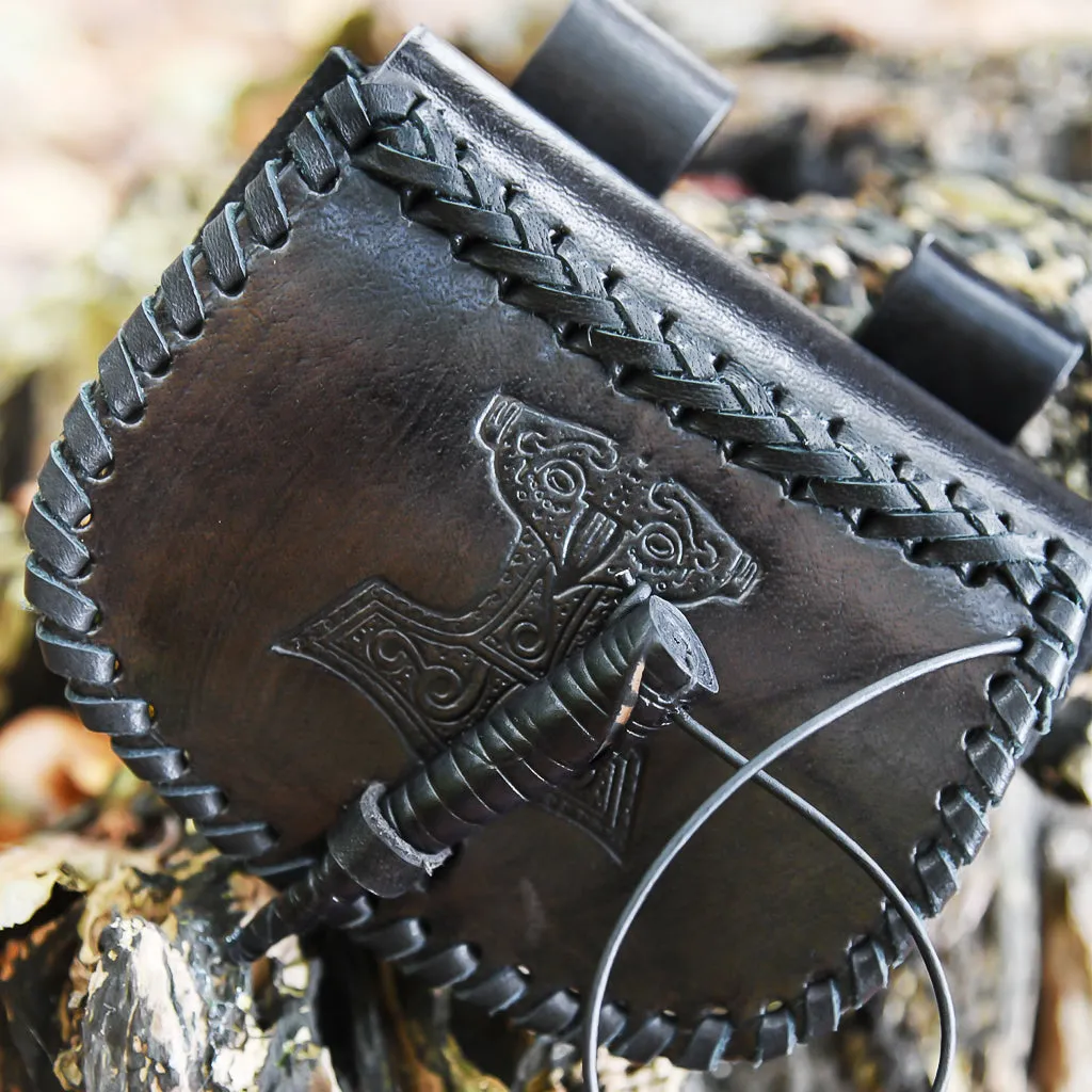 Mjolnir Black Leather Pouch