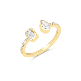 Multishape Diamond Bezels Statement Pave Cuff Ring