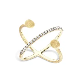 NANIS ELITE 18K YELLOW GOLD BOULES DIAMOND CRISS CROSS RING