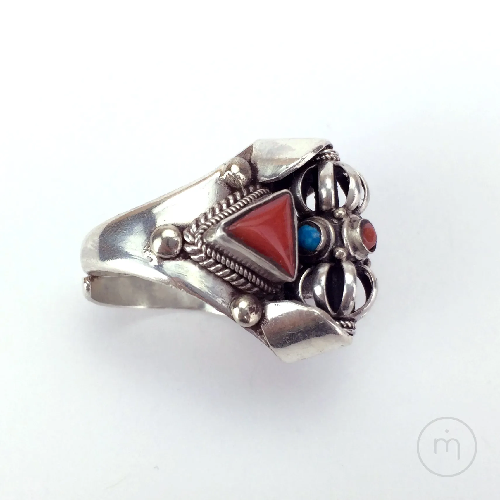 Nepalese Sterling Silver Spinning Tibetan Dorje / Vajra Ring