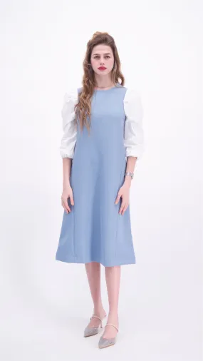 Nursing Puff Sleeve Dress / Blue