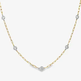 Paperclip 1.40CT 10 Diamonds By The Yard 2 Tone Necklace