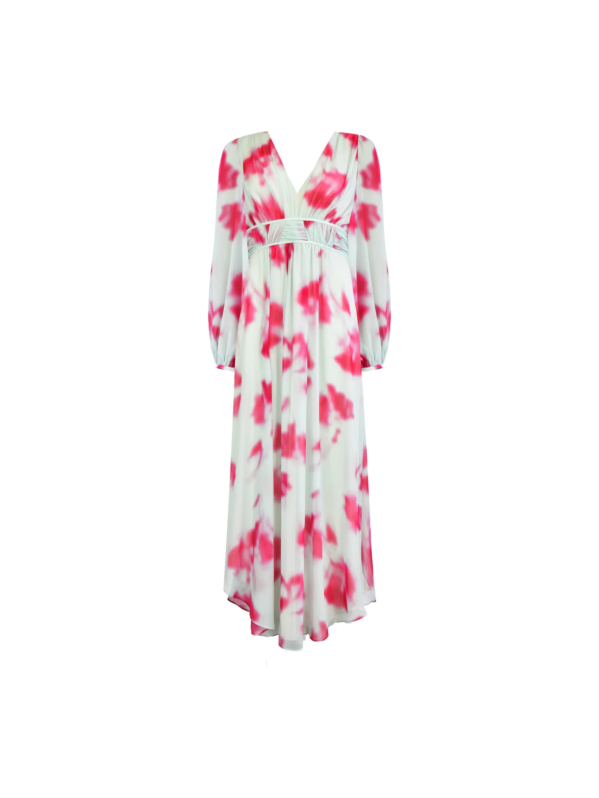 Petite Stephanie Pink Blurred Floral Midaxi Dress