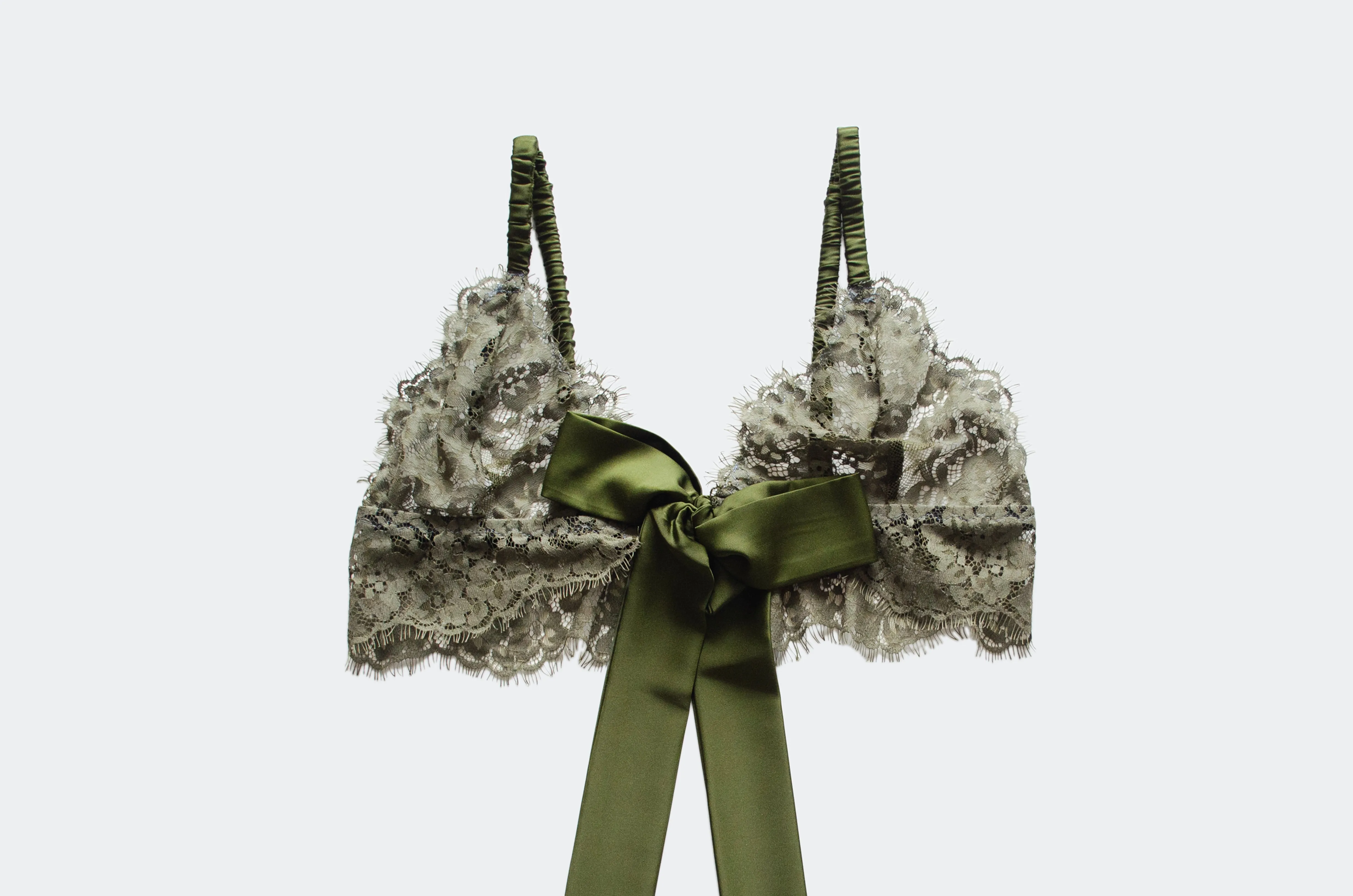 Pine Tie Front Lace Bralet