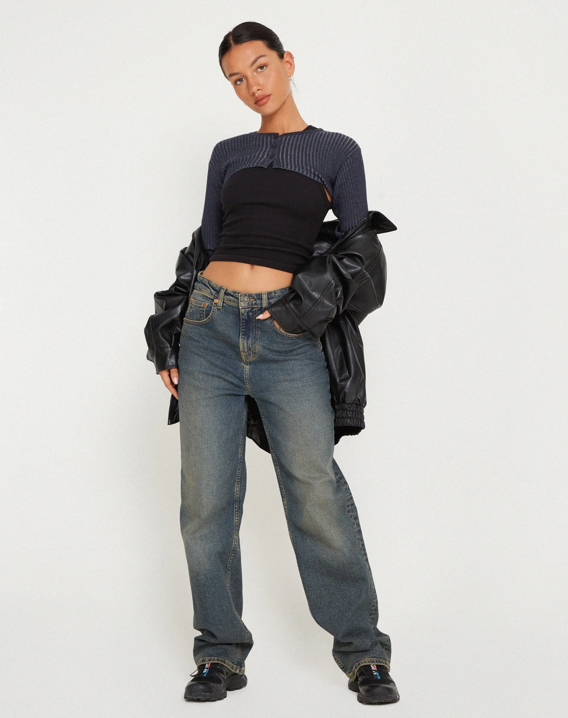 Raina Shrug Top in Navy