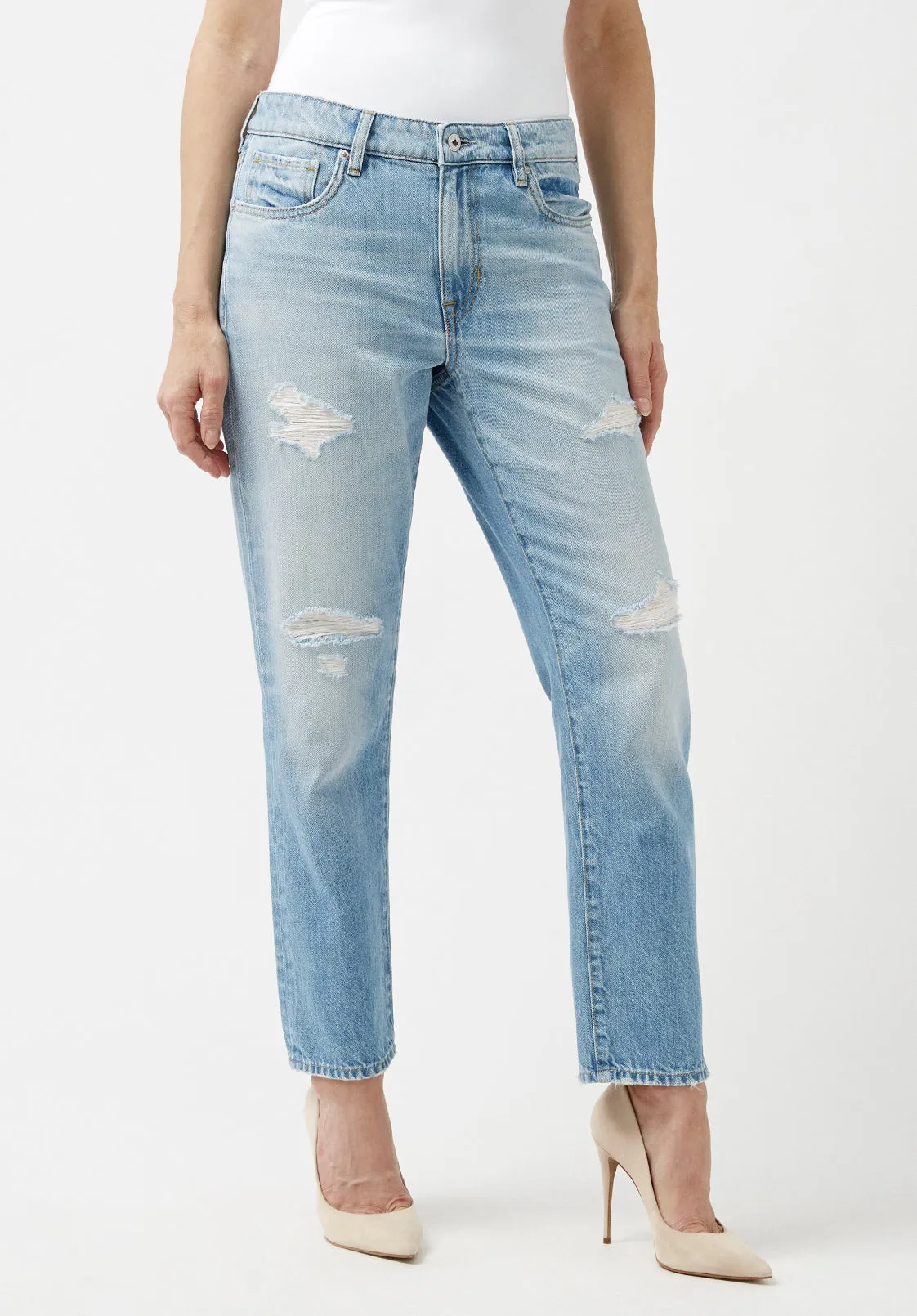 Relaxed Boyfriend Madison Women's Jeans Distressed Blue - BL15871