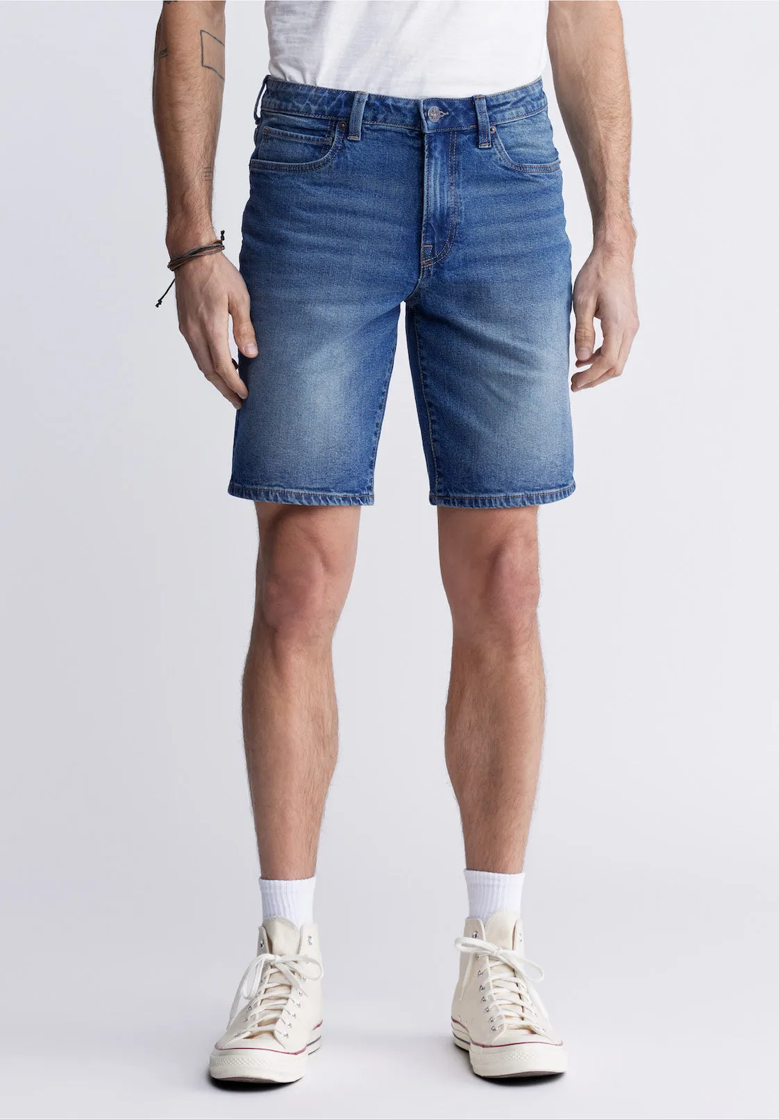 Relaxed Straight Dean Men's Denim Shorts in Contrast Blue - BM22953