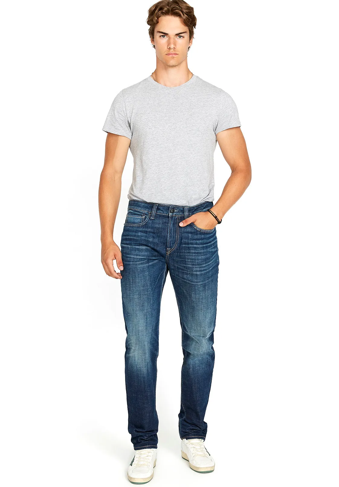 Relaxed Tapered Ben Men's Jeans in Sanded Dark Blue - BM22594