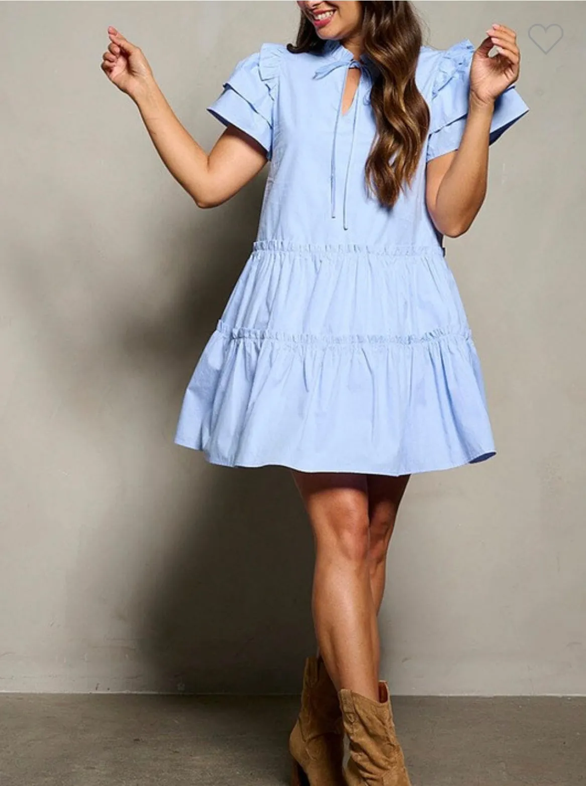 Ruffle sleeve tunic dress