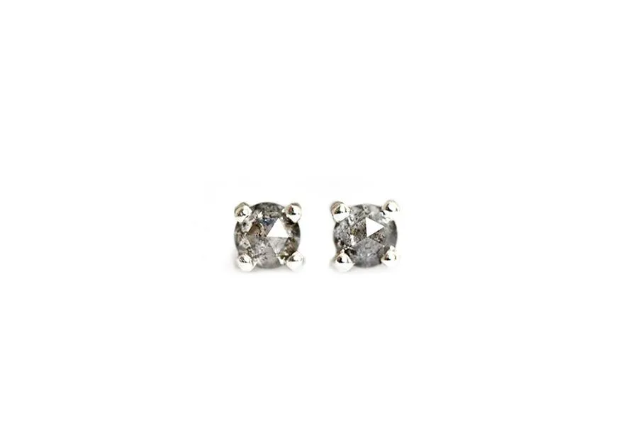 Salt   Pepper Rose Cut Diamond Studs