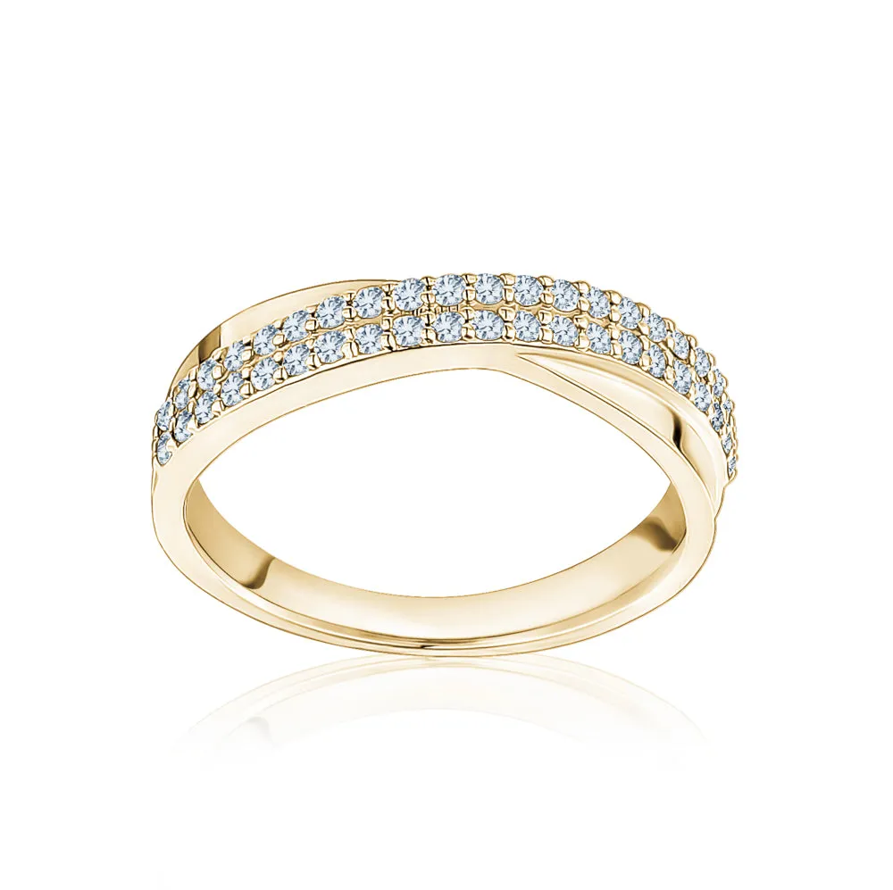 Semi Diamond Criss Cross Ring