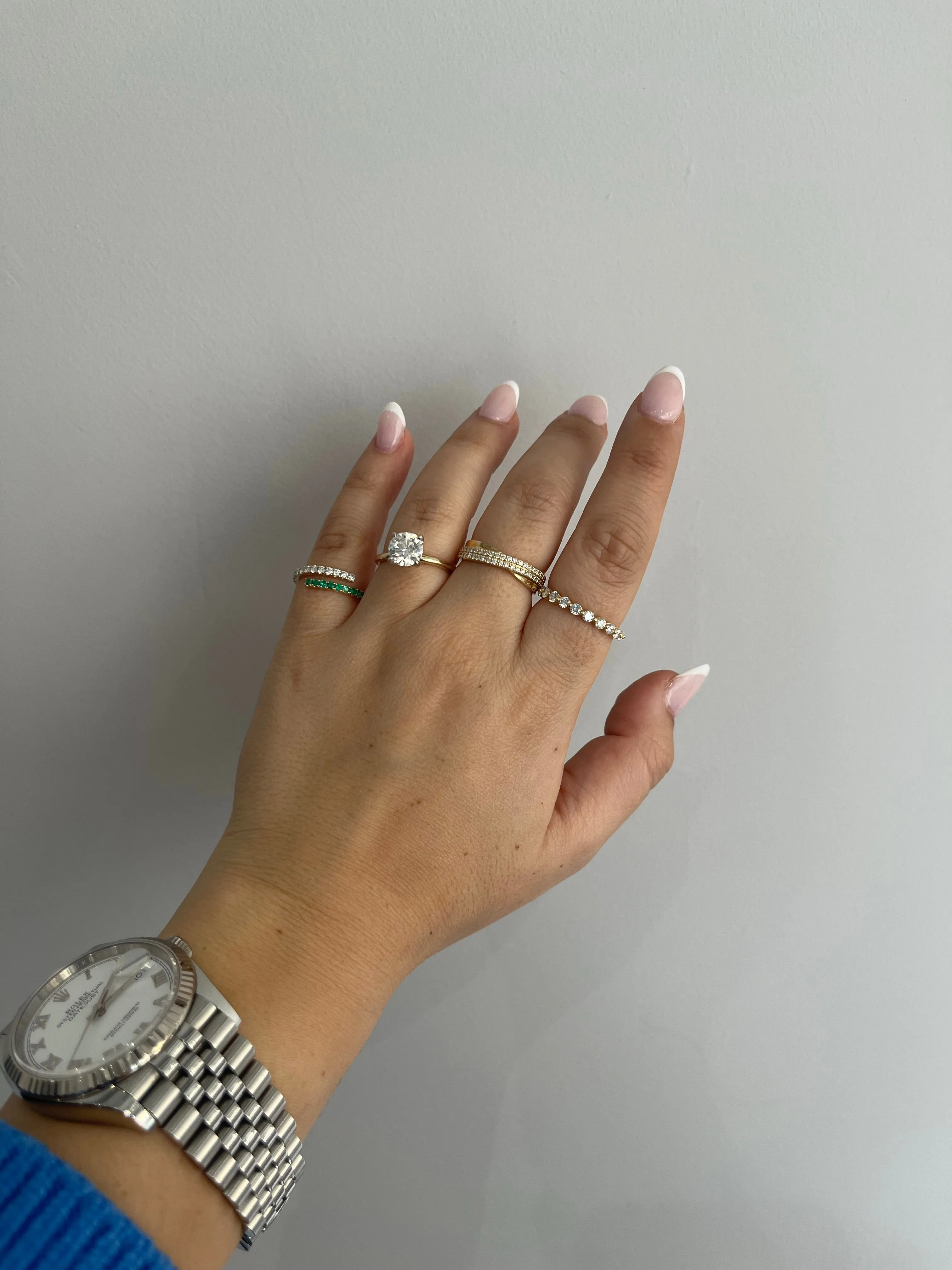 Semi Diamond Criss Cross Ring