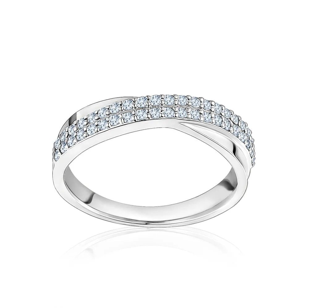 Semi Diamond Criss Cross Ring