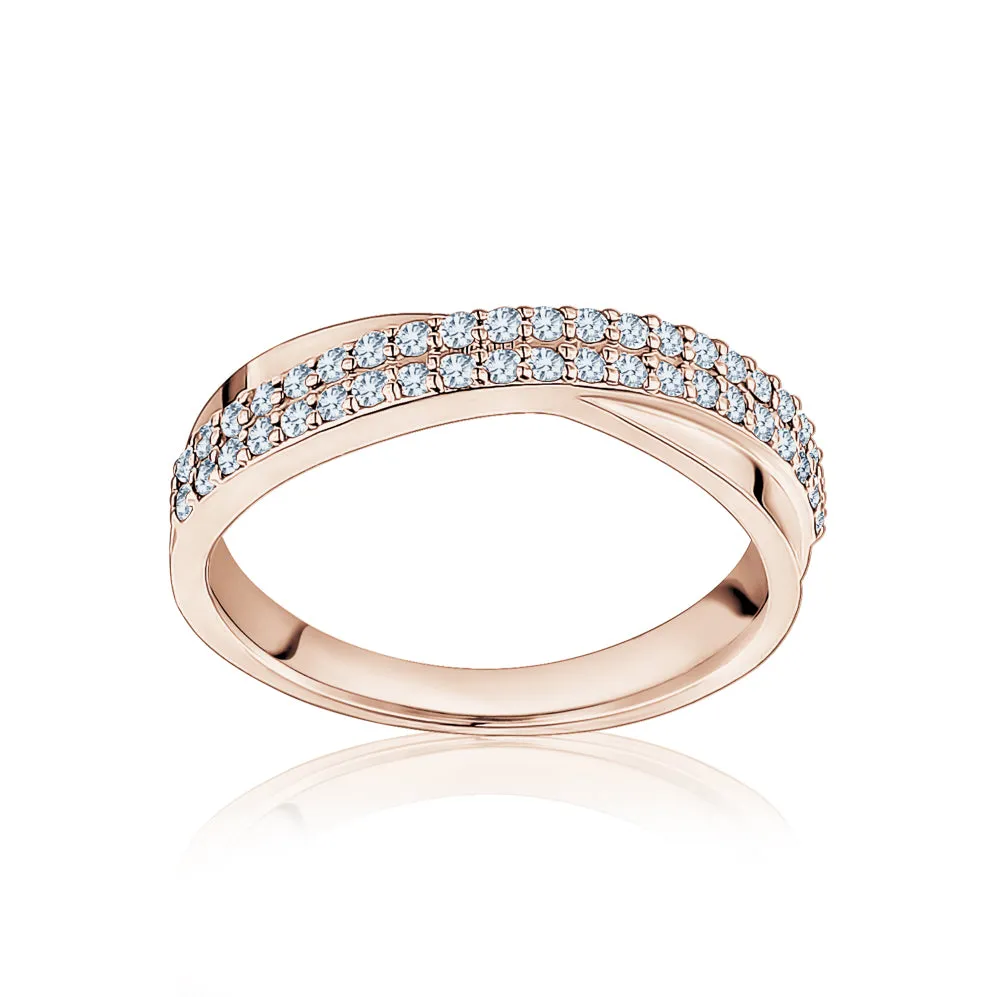 Semi Diamond Criss Cross Ring