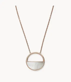 Skagen Elin Rose-Gold-Tone and Mother-of-Pearl Short Pendant Necklace SKJ0997791