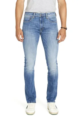 Slim Ash Men's Jean in Veined and Crinkled Blue - BM22611