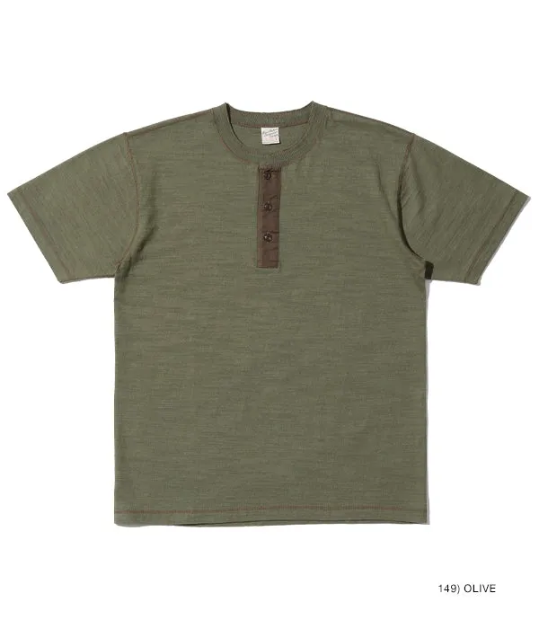 SUGARCANE BUZZ RICKSON'S SLUB YARN HENLEY NECK T-SHIRTT - OLIVE