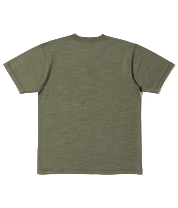 SUGARCANE BUZZ RICKSON'S SLUB YARN HENLEY NECK T-SHIRTT - OLIVE