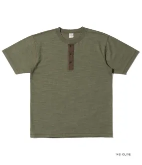 SUGARCANE BUZZ RICKSON'S SLUB YARN HENLEY NECK T-SHIRTT - OLIVE