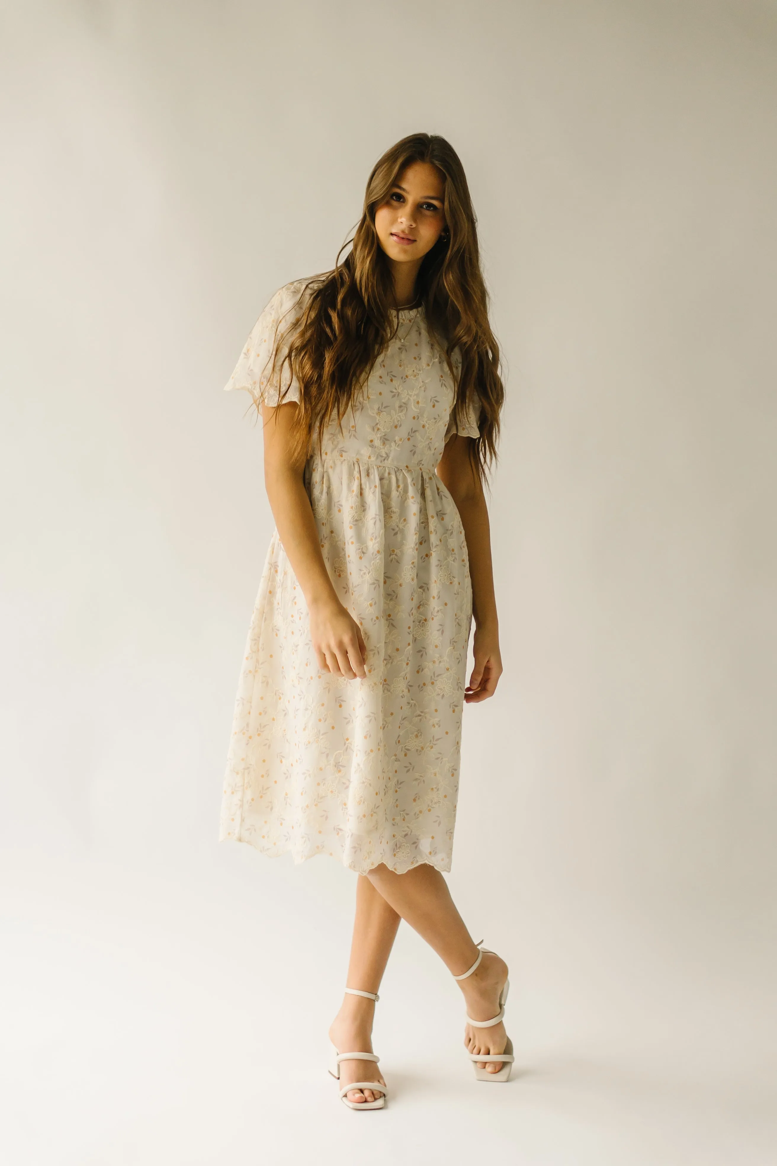 The Annetta Embroidered Detail Dress in Ivory   Marigold