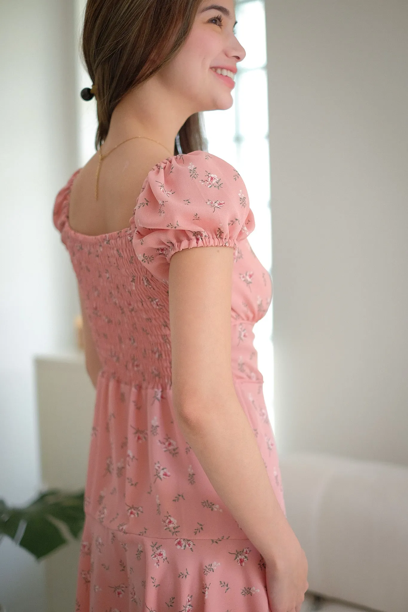 The Suri Mini dress - floral pink peach