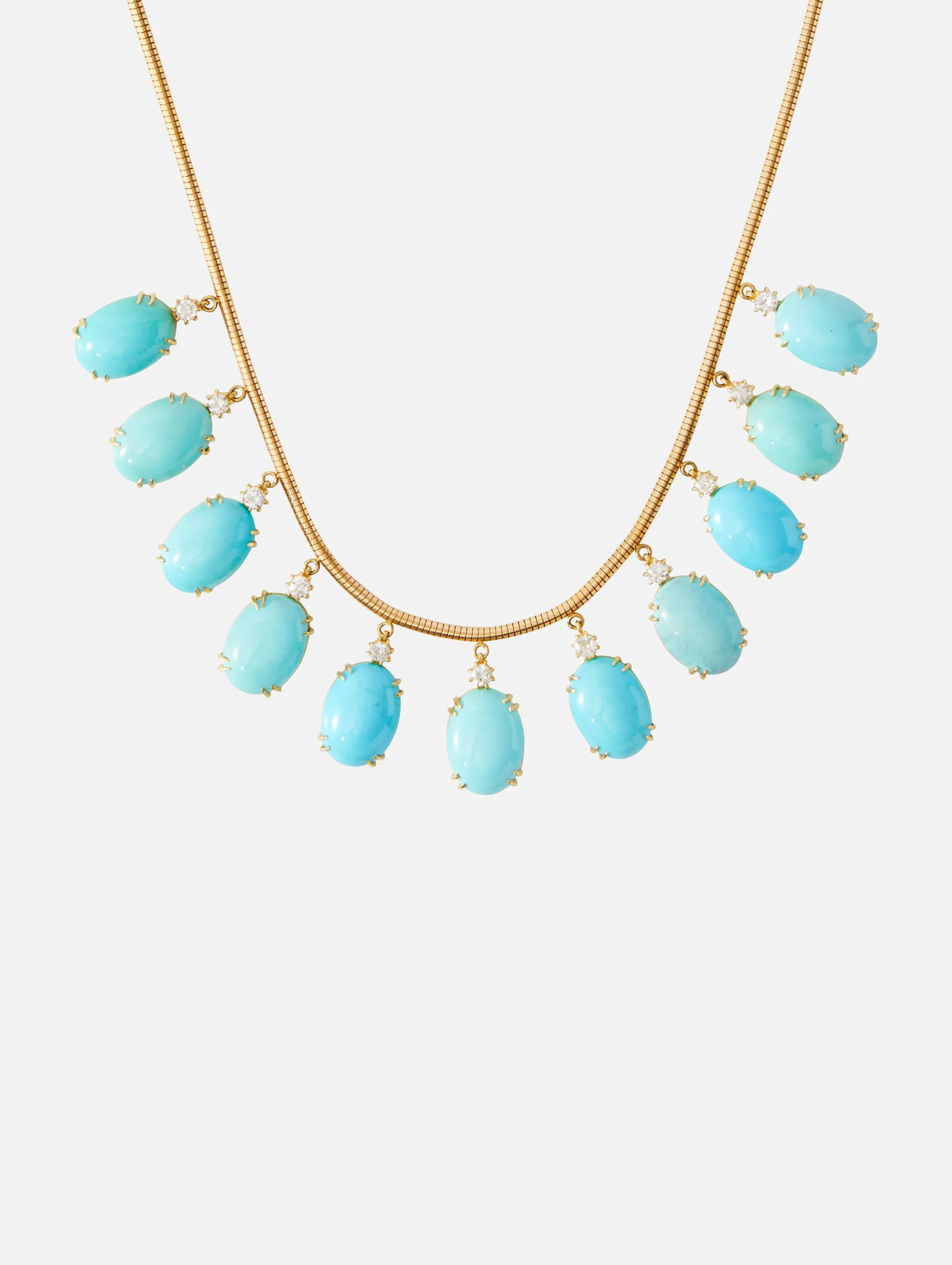 Turquoise & Diamond Fringe Necklace