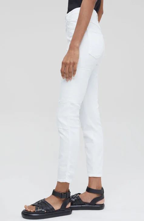 White Patchwork Skinny Pusher Jeans