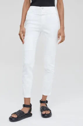 White Patchwork Skinny Pusher Jeans