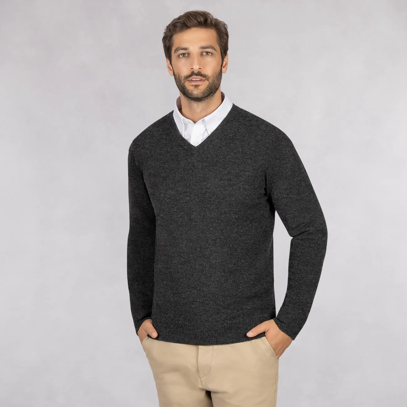 Wool Pullover V Neck Men