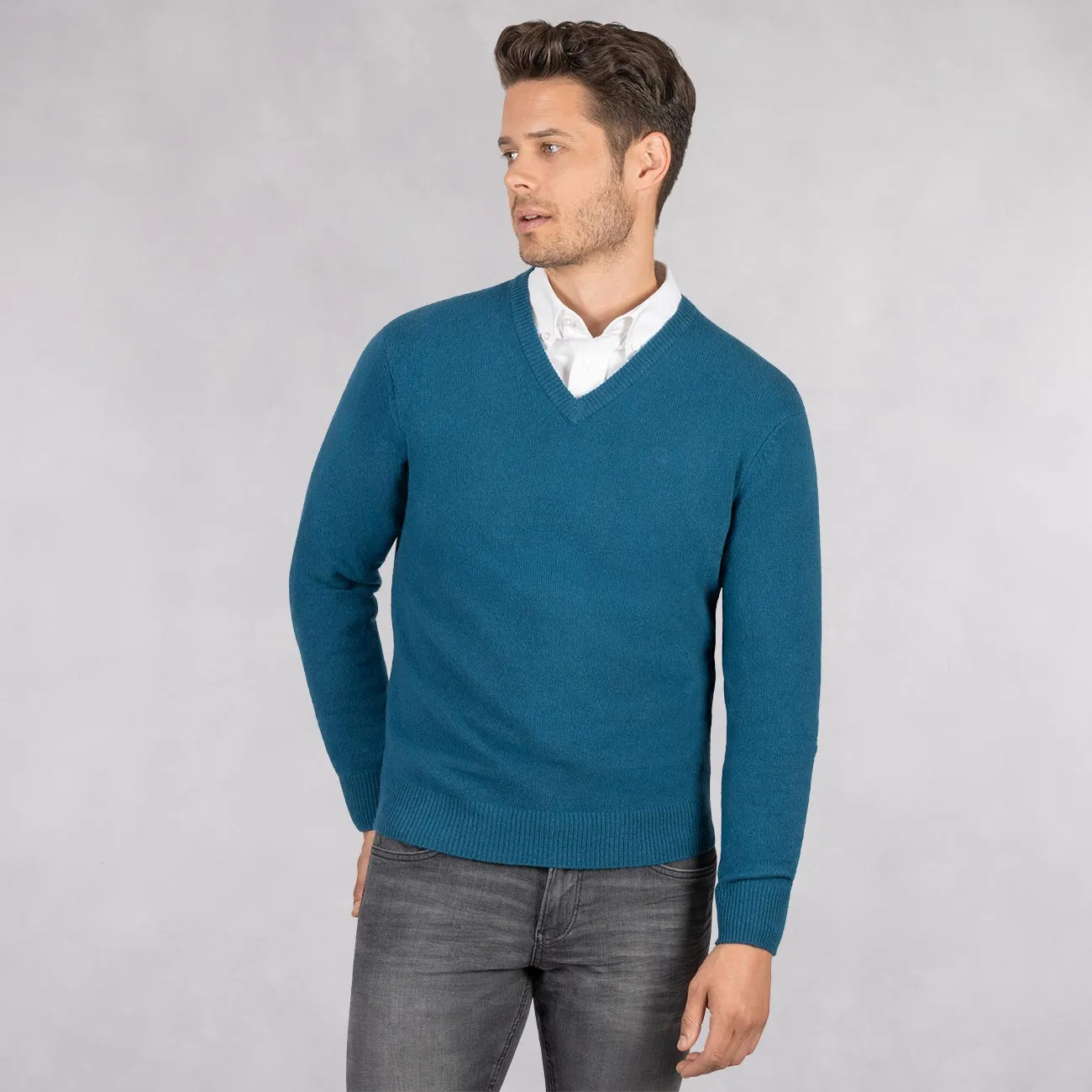 Wool Pullover V Neck Men