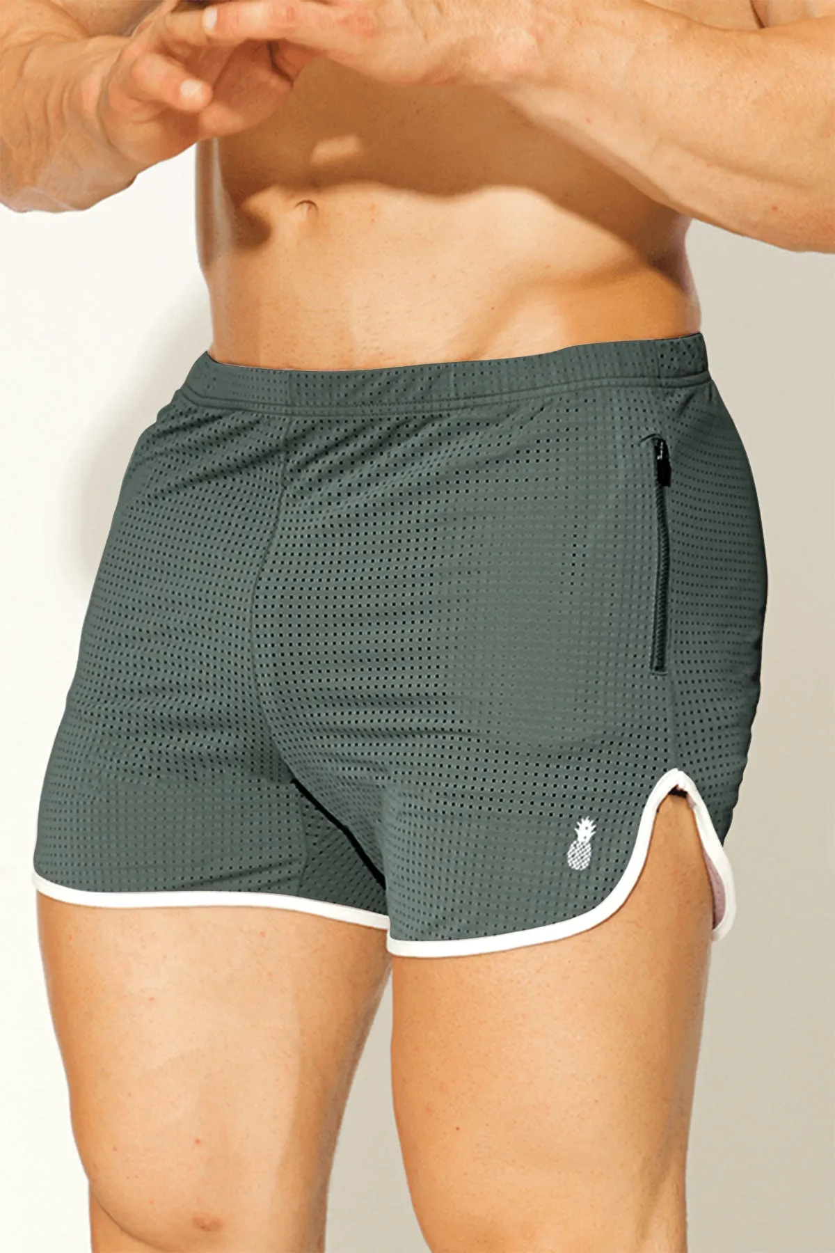 Work-It-Out Perforated 4" Short Shorts - Olive